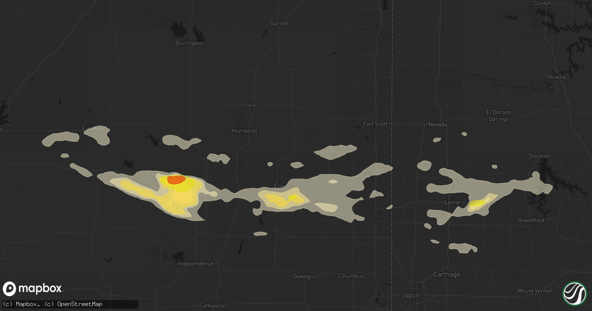 Hail map in Stark, KS on July 10, 2026