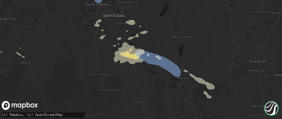 Hail map in Steeleville, IL on July 10, 2026