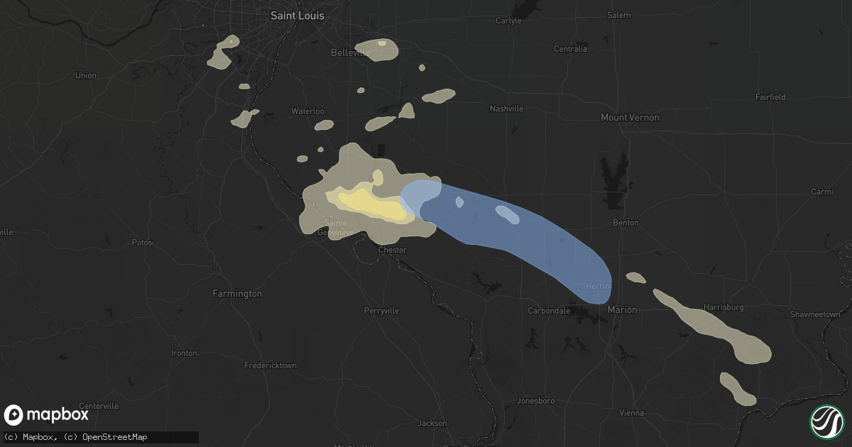 Hail map in Steeleville, IL on July 10, 2026