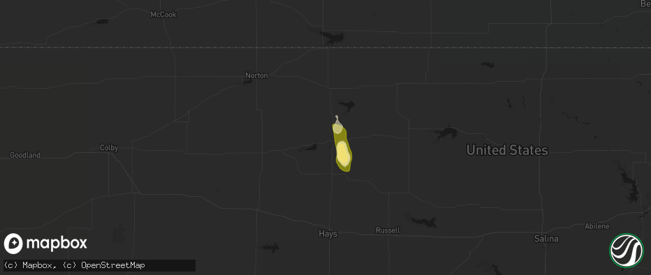 Hail map in Stockton, KS on July 10, 2026