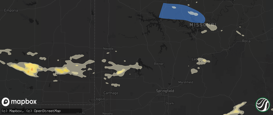 Hail map in Stockton, MO on July 10, 2026