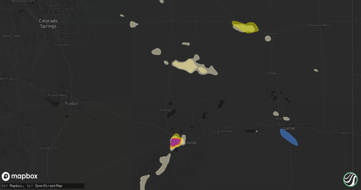 Hail map in Sugar City, CO on July 10, 2026