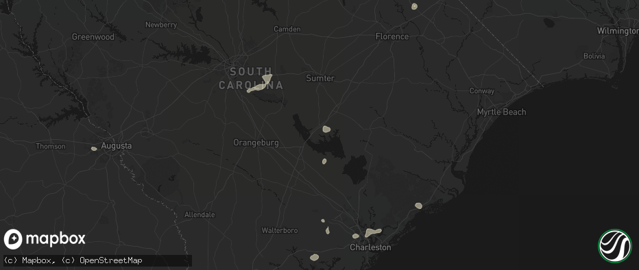 Hail map in Summerton, SC on July 10, 2026