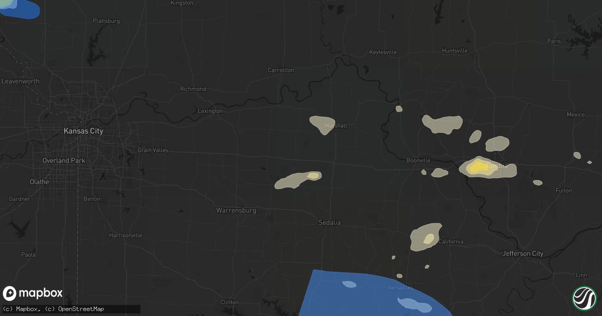 Hail map in Sweet Springs, MO on July 10, 2026