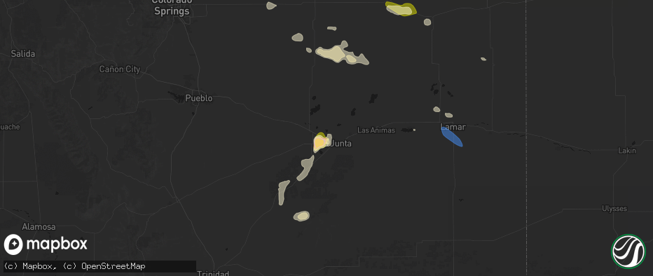 Hail map in Swink, CO on July 10, 2026