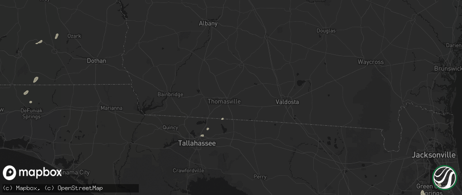Hail map in Thomasville, GA on July 10, 2026