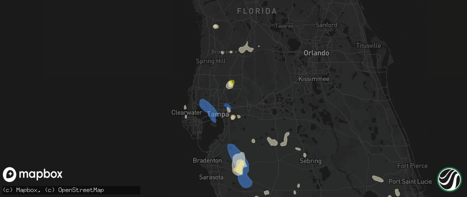 Hail map in Thonotosassa, FL on July 10, 2026