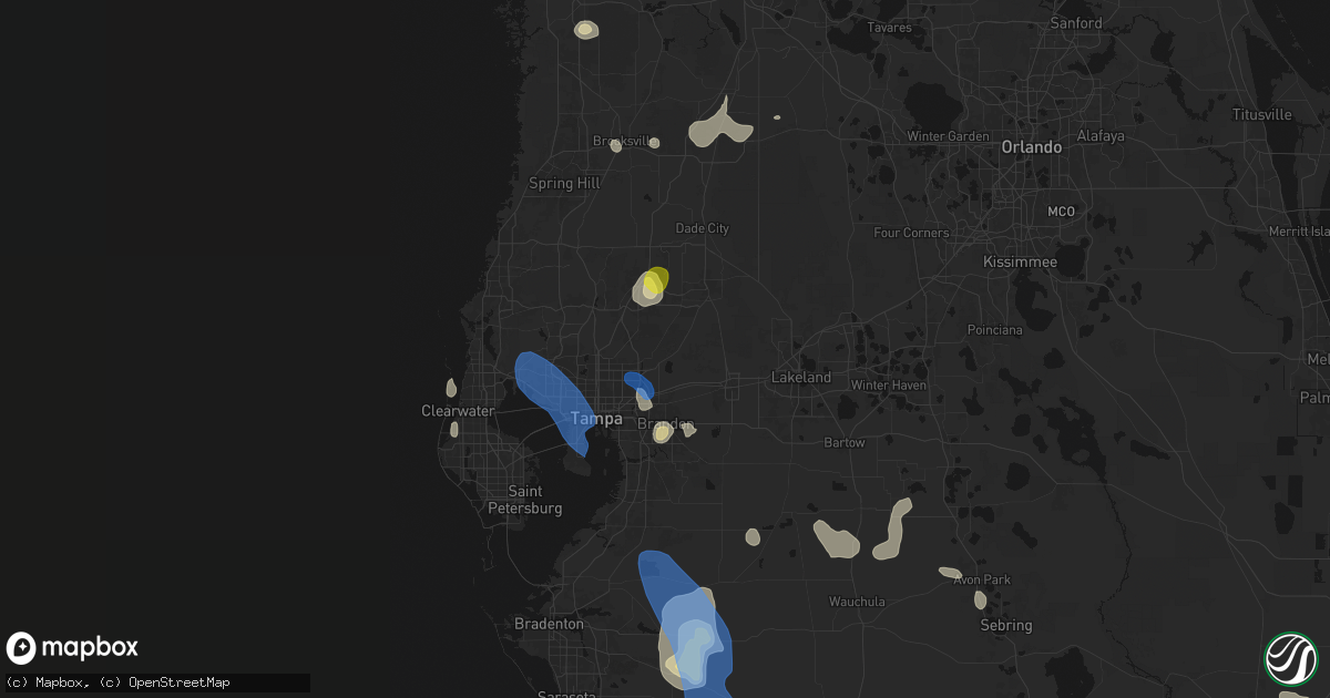 Hail map in Thonotosassa, FL on July 10, 2026