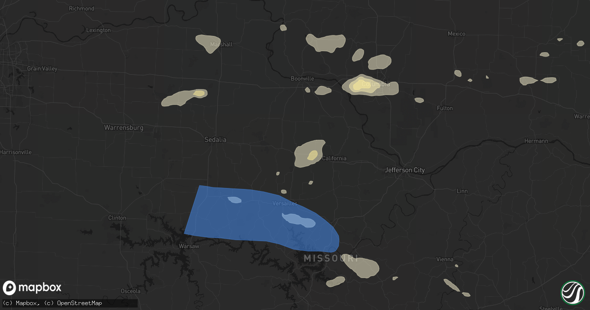 Hail map in Tipton, MO on July 10, 2026