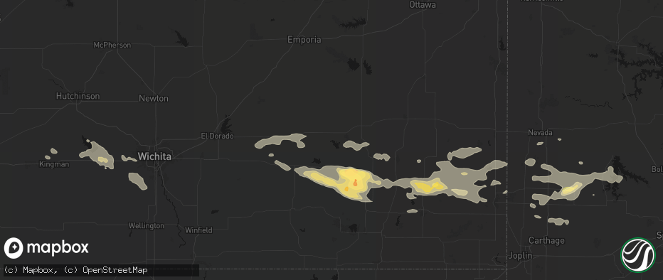 Hail map in Toronto, KS on July 10, 2026