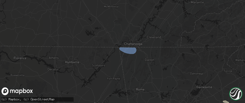 Hail map in Trenton, GA on July 10, 2026