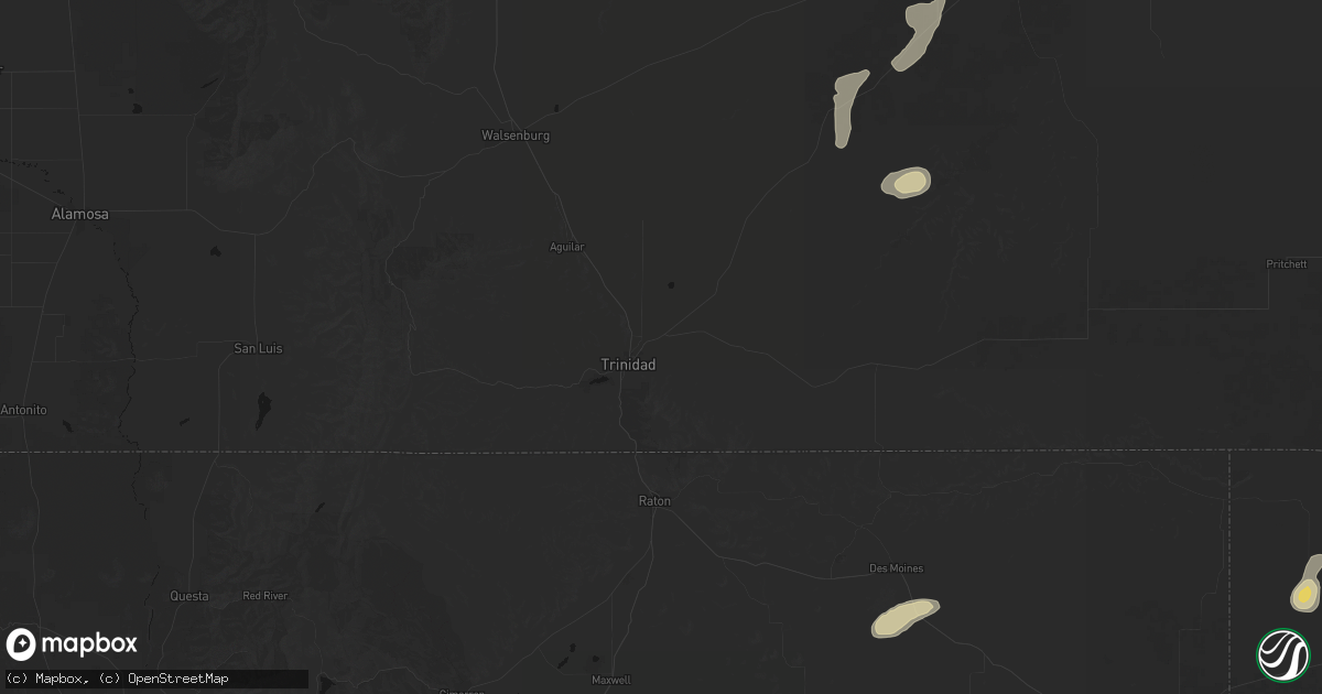 Hail map in Trinidad, CO on July 10, 2026