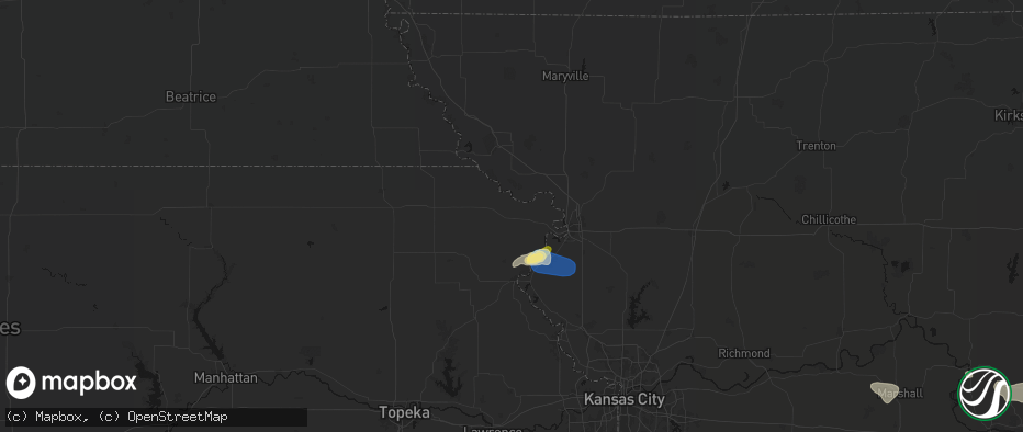 Hail map in Troy, KS on July 10, 2026