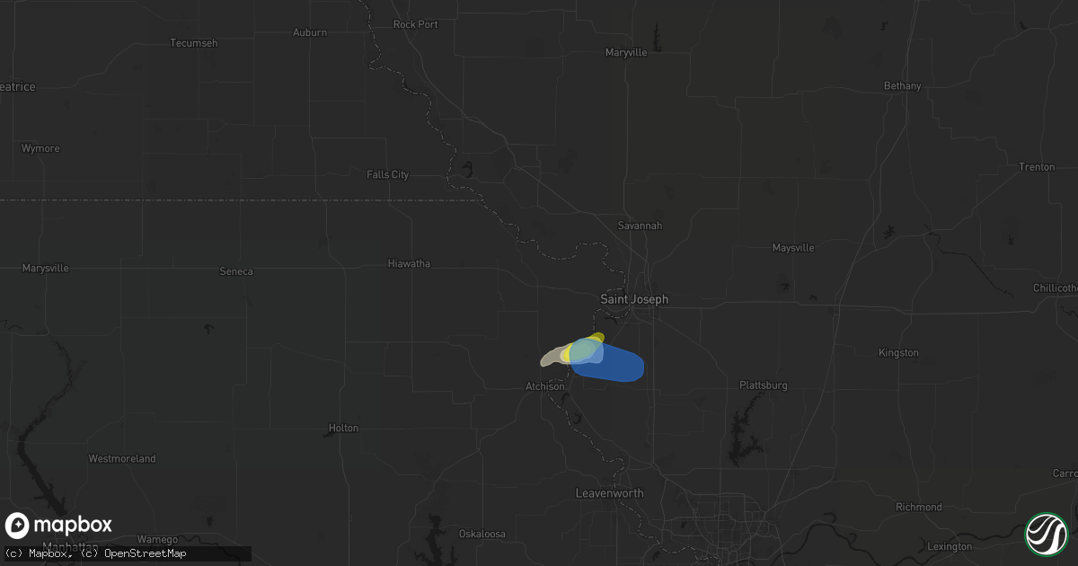 Hail map in Troy, KS on July 10, 2026