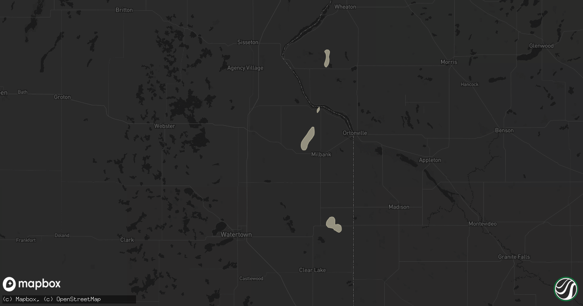 Hail map in Twin Brooks, SD on July 10, 2026