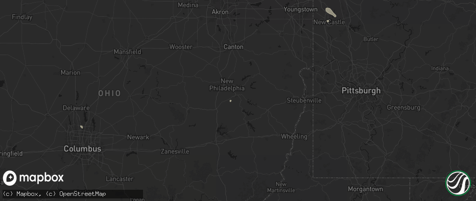 Hail map in Uhrichsville, OH on July 10, 2026