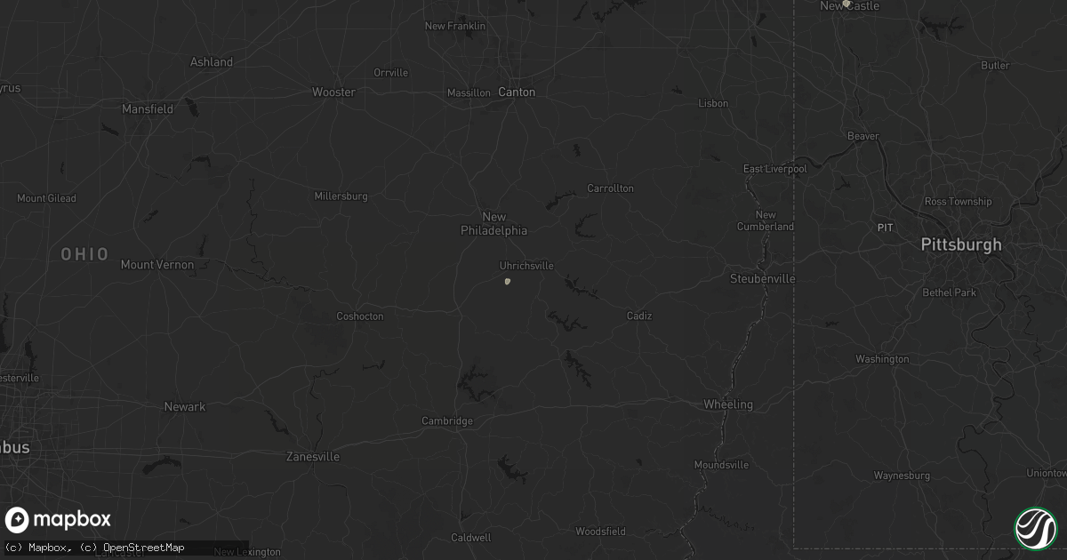 Hail map in Uhrichsville, OH on July 10, 2026