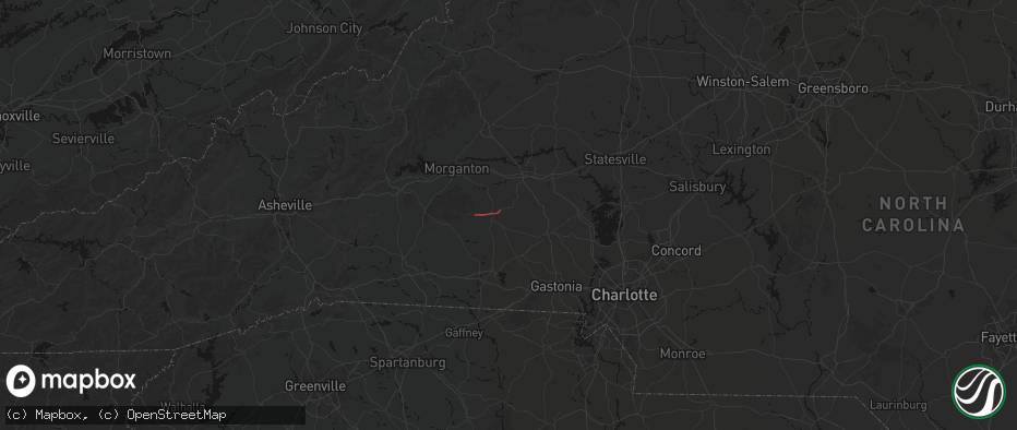 Hail map in Vale, NC on July 10, 2026
