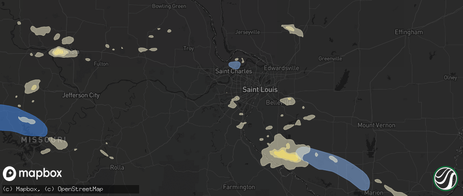Hail map in Valley Park, MO on July 10, 2026