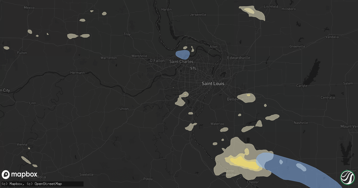 Hail map in Valley Park, MO on July 10, 2026