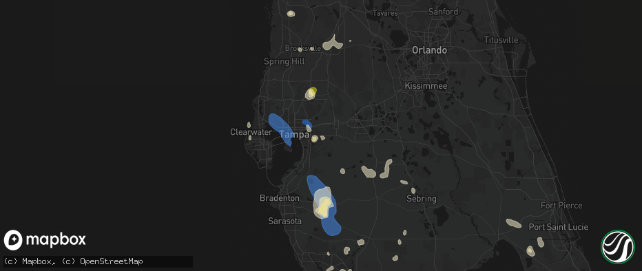 Hail map in Valrico, FL on July 10, 2026