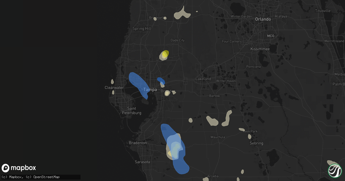 Hail map in Valrico, FL on July 10, 2026