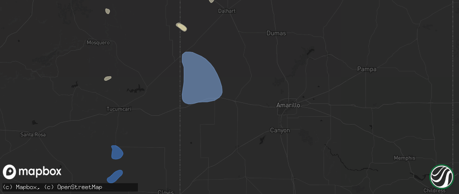 Hail map in Vega, TX on July 10, 2026