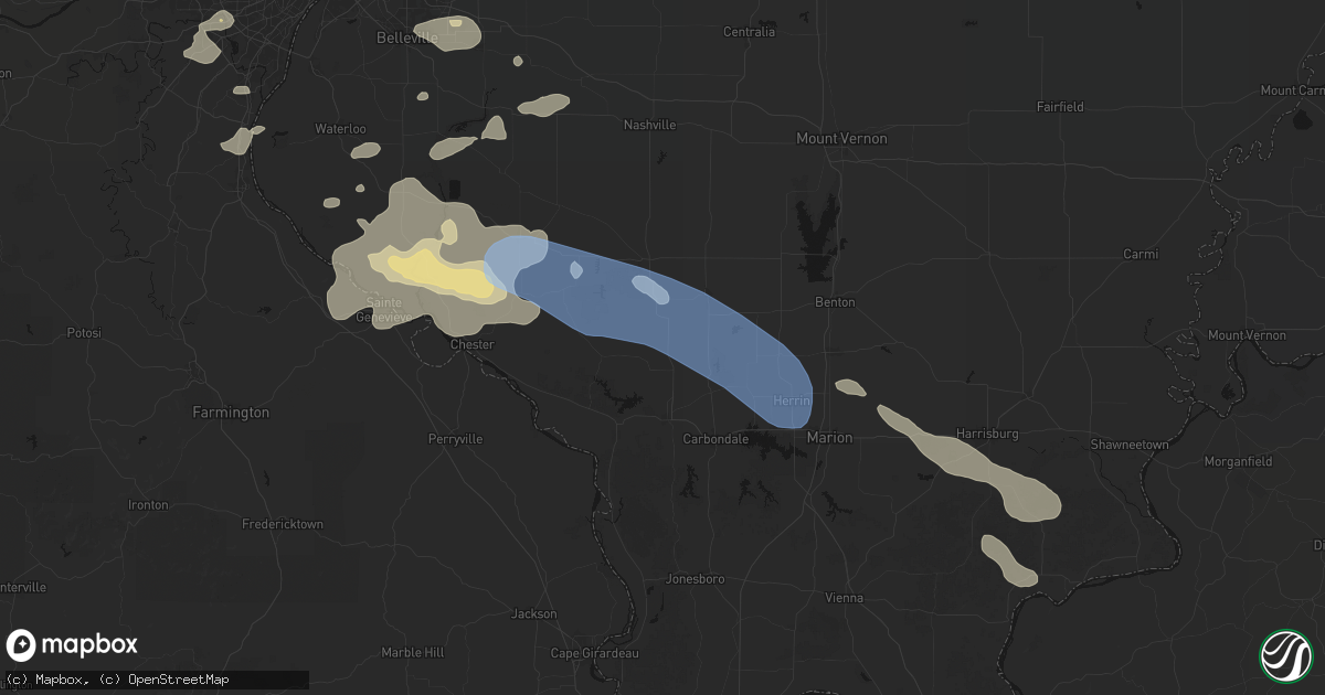 Hail map in Vergennes, IL on July 10, 2026