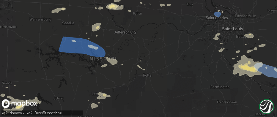 Hail map in Vienna, MO on July 10, 2026