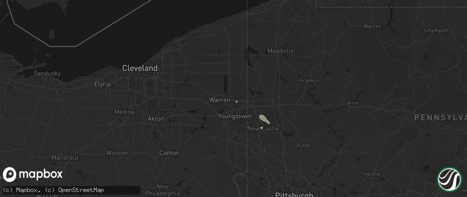 Hail map in Vienna, OH on July 10, 2026
