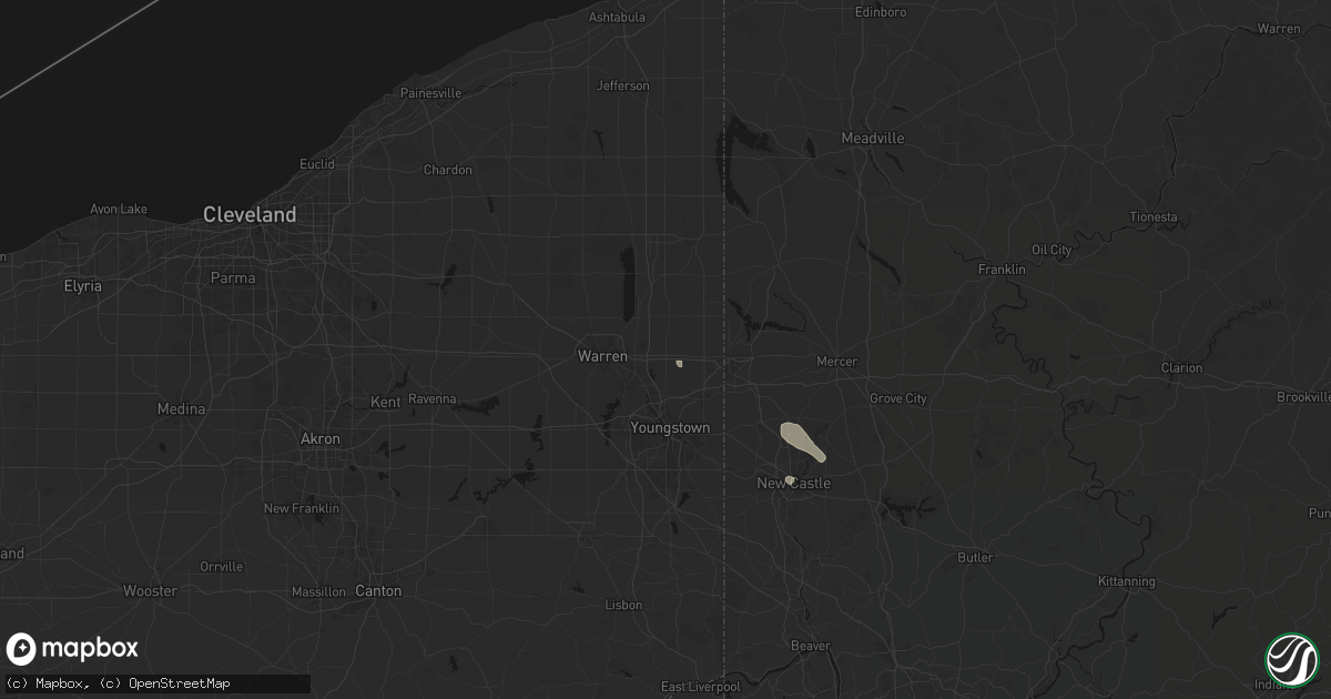 Hail map in Vienna, OH on July 10, 2026