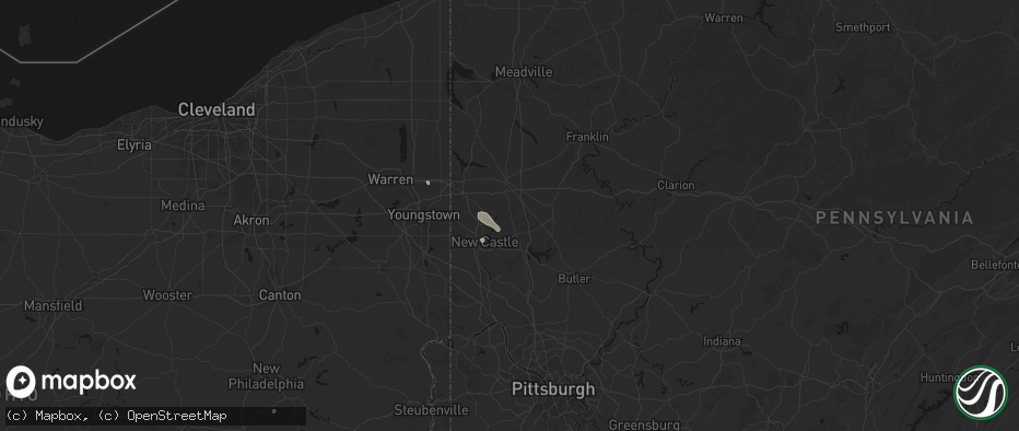 Hail map in Volant, PA on July 10, 2026