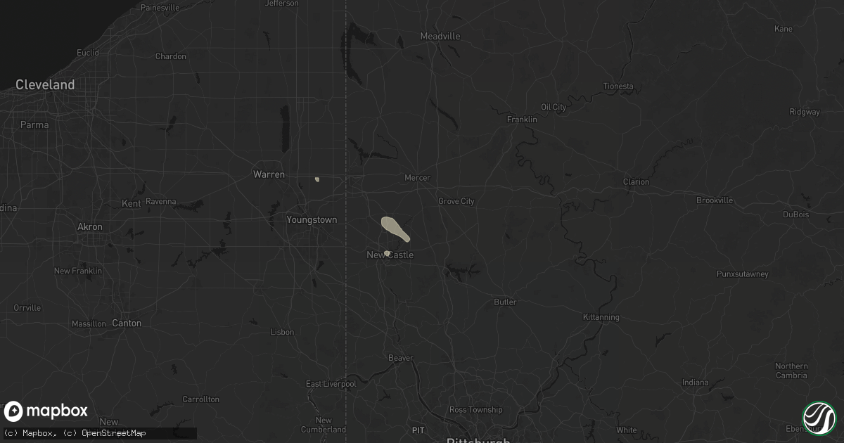 Hail map in Volant, PA on July 10, 2026