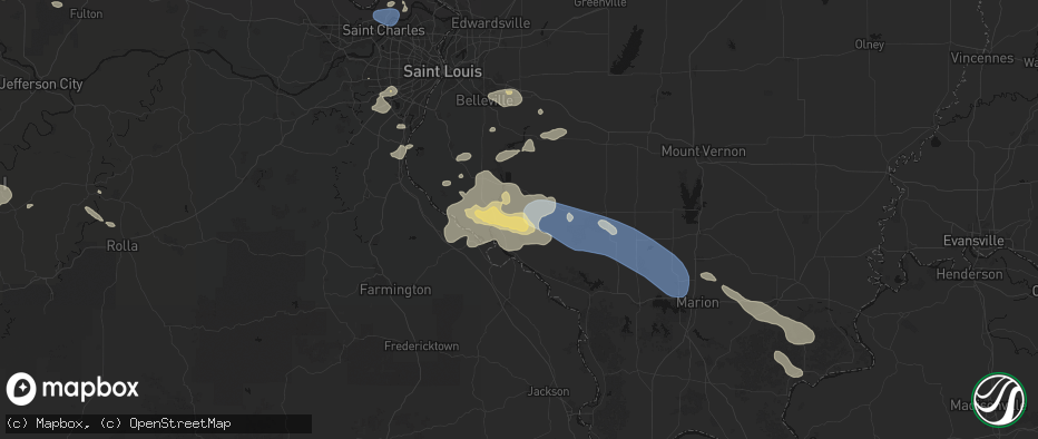 Hail map in Walsh, IL on July 10, 2026