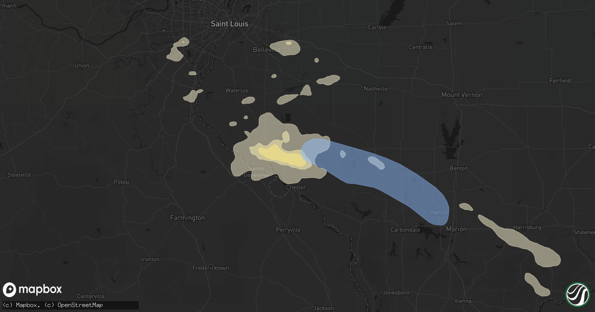 Hail map in Walsh, IL on July 10, 2026