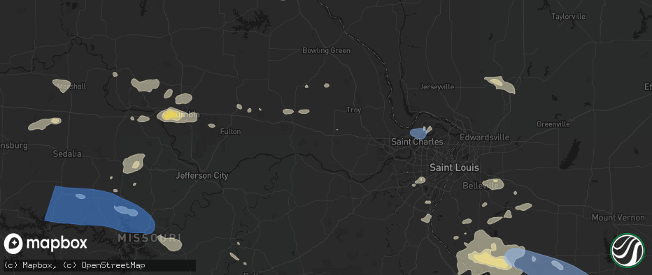 Hail map in Warrenton, MO on July 10, 2026