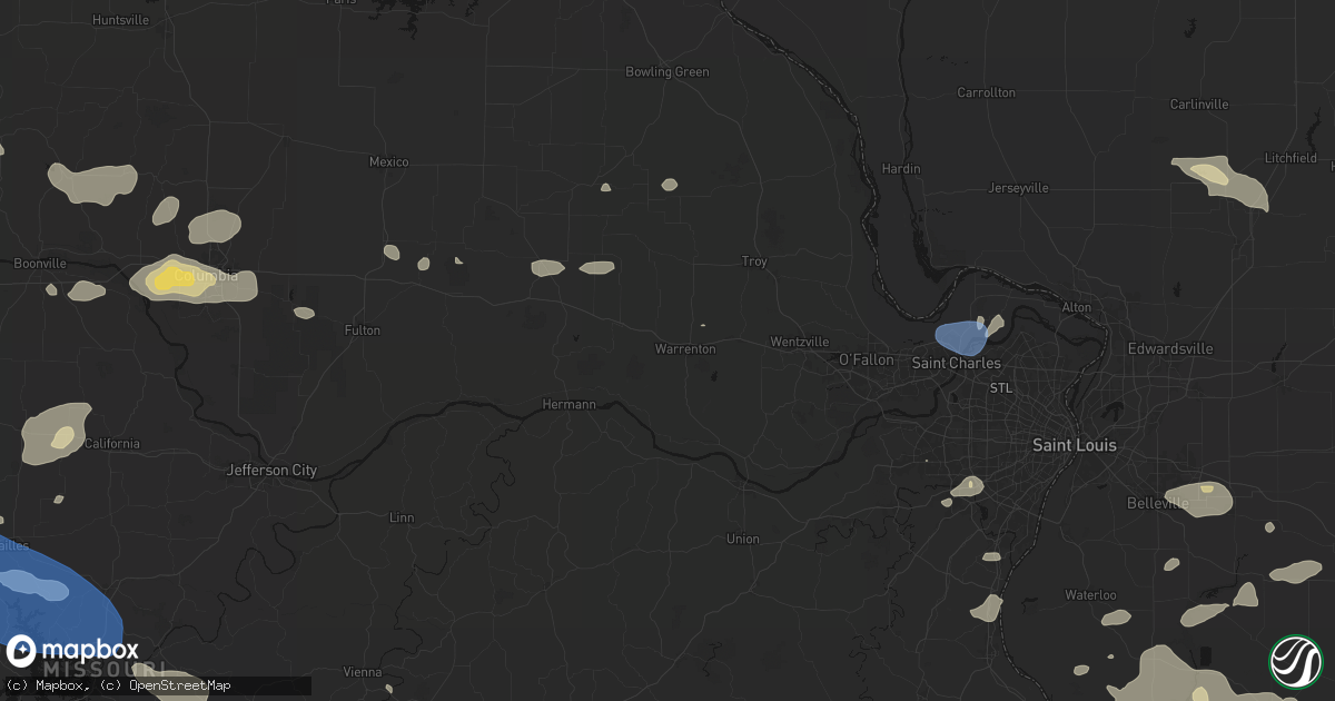 Hail map in Warrenton, MO on July 10, 2026