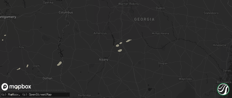 Hail map in Warwick, GA on July 10, 2026
