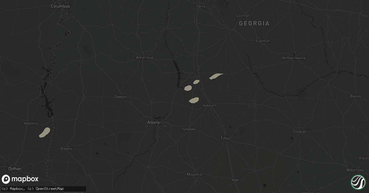 Hail map in Warwick, GA on July 10, 2026