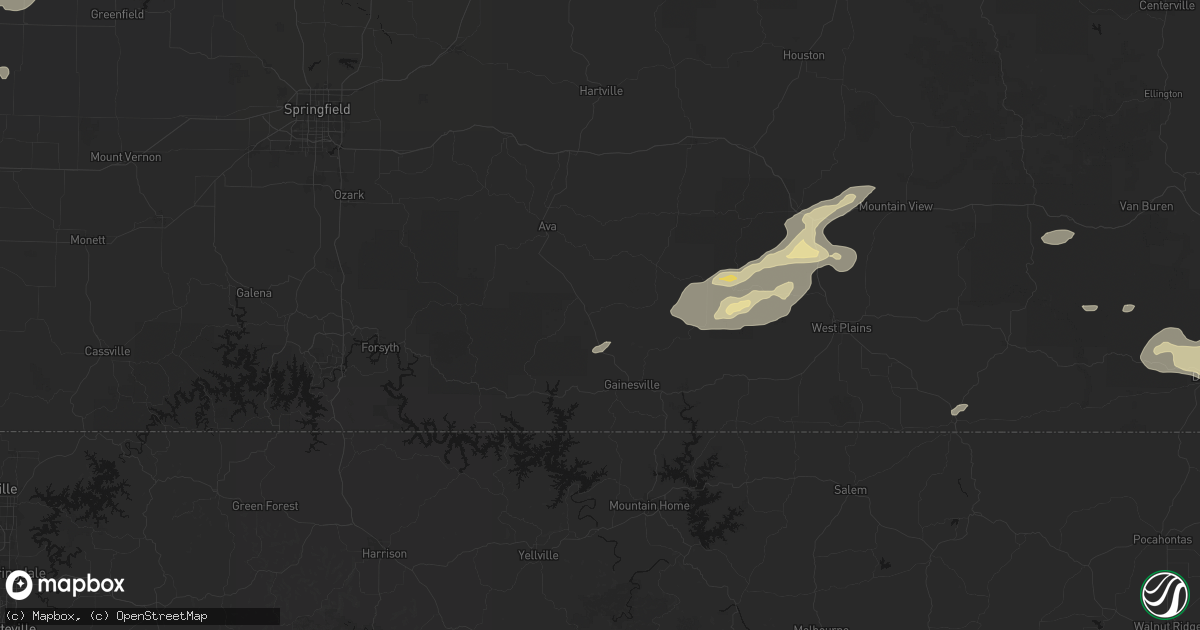 Hail map in Wasola, MO on July 10, 2026