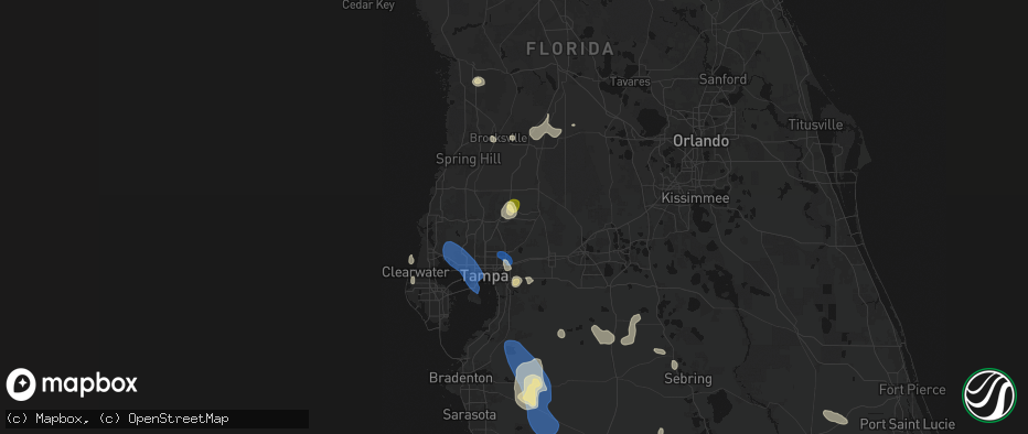 Hail map in Wesley Chapel, FL on July 10, 2026