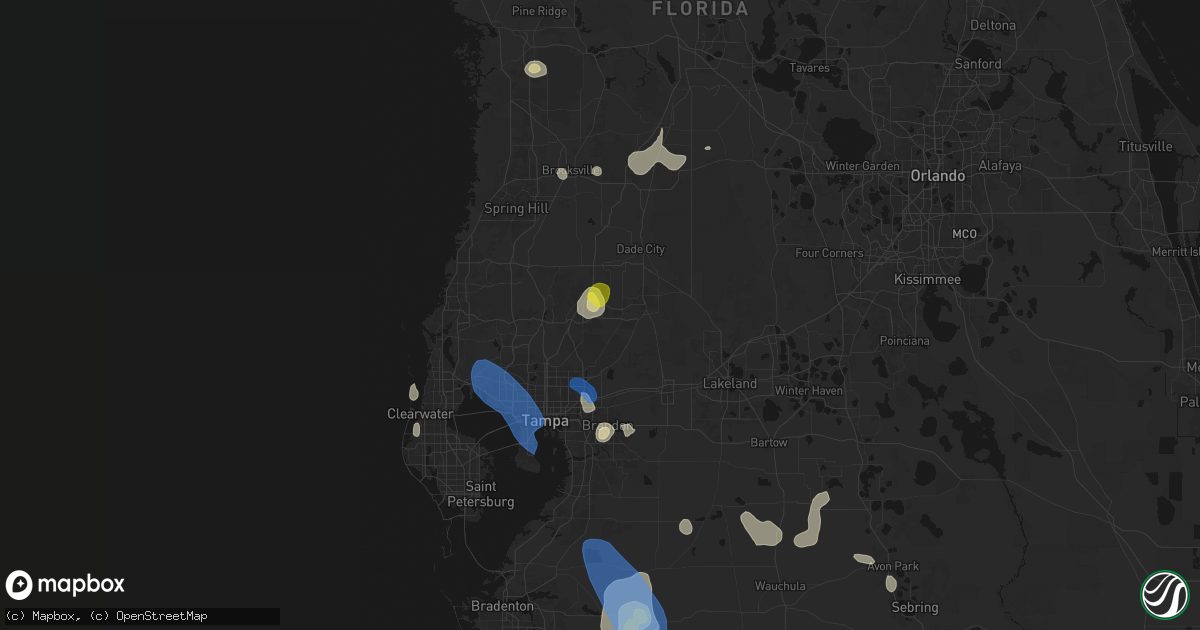 Hail map in Wesley Chapel, FL on July 10, 2026