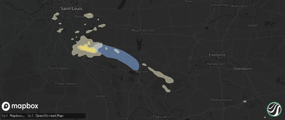 Hail map in West Frankfort, IL on July 10, 2026