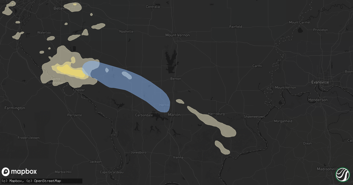 Hail map in West Frankfort, IL on July 10, 2026