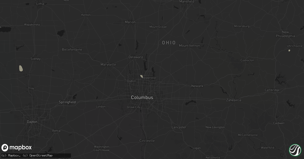 Hail map in Westerville, OH on July 10, 2026