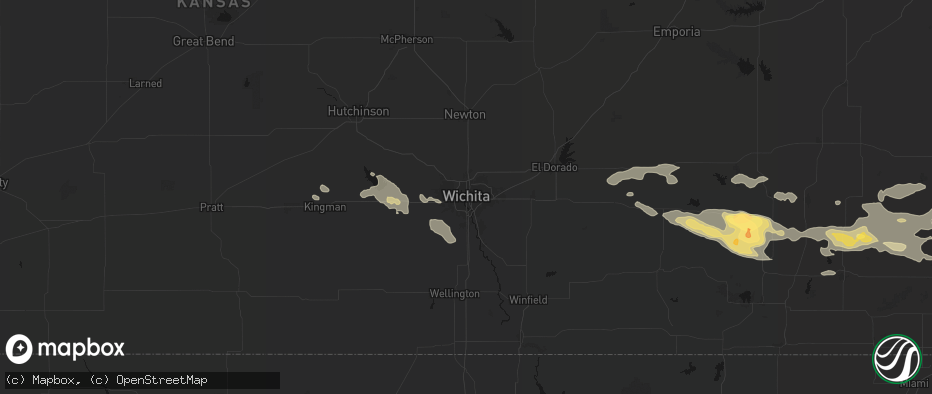 Hail map in Wichita, KS on July 10, 2026