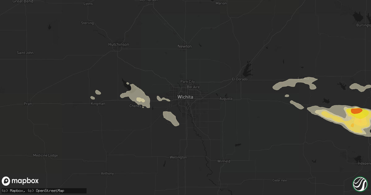 Hail map in Wichita, KS on July 10, 2026