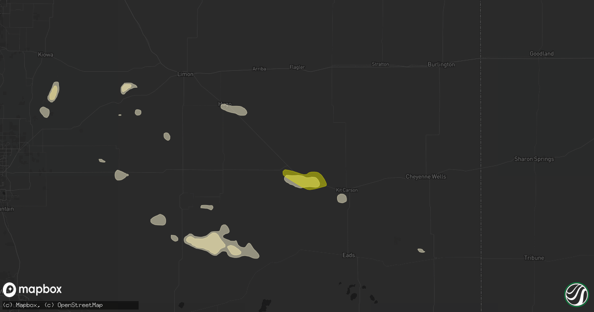 Hail map in Wild Horse, CO on July 10, 2026