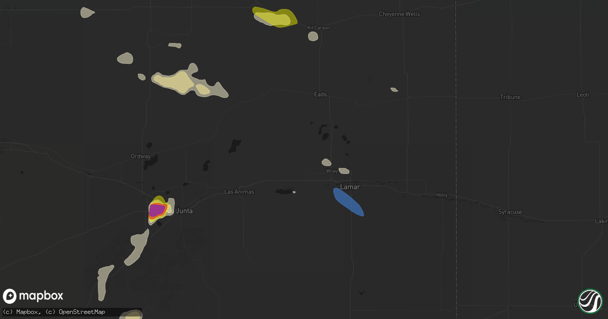 Hail map in Wiley, CO on July 10, 2026