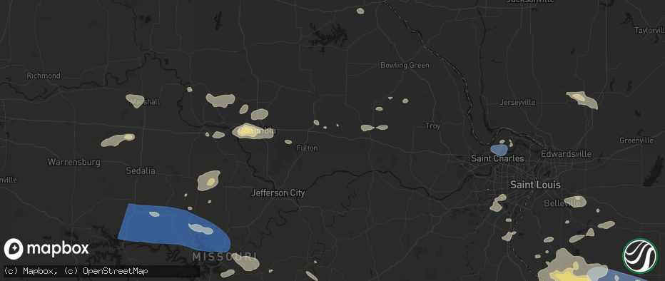 Hail map in Williamsburg, MO on July 10, 2026